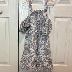 Janie and Jack Monochrome Leaf Pattern Dress